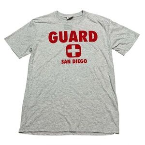 Where I’m from Lifeguard San Diego T-Shirt short sleeve gray red size medium USA